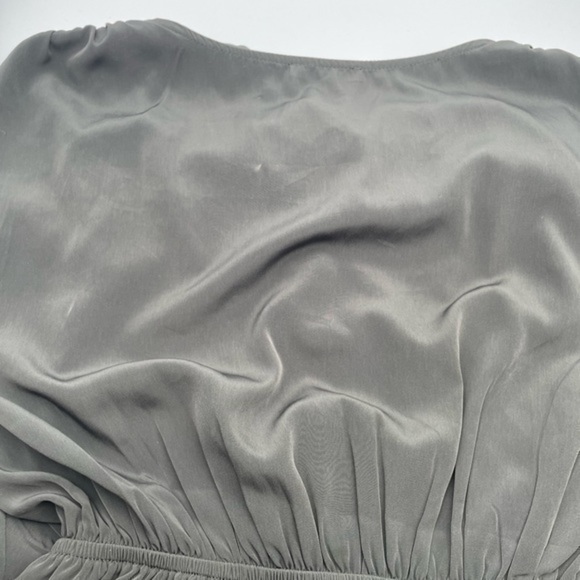 NWT Soprano Nordstrom Evening Dress V-neck Small Gray/ Green Silk Mini Dress - Picture 11 of 13